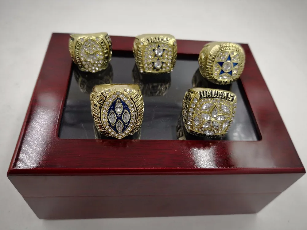 

5pcs Zinc Alloy 1971/1977/1992/1993/1995 Dallas Cowboy Championship Rings For Man With Box size 11