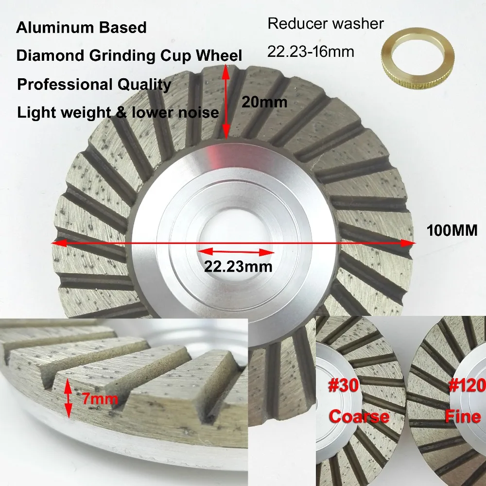 DIATOOL 4 дюйма#30 на основе алюминия алмазный шлифовальный стаканчик внутренний диаметр колеса 22,23 мм для гранитный бетонный