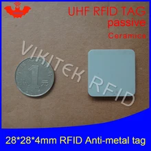 UHF RFID металлическая метка 915 м 868 м Alien Higgs3 EPCC1G2 6C литье приспособление инструмент 28*28*4 мм квадратная керамика смарт-карта пассивные RFID метки