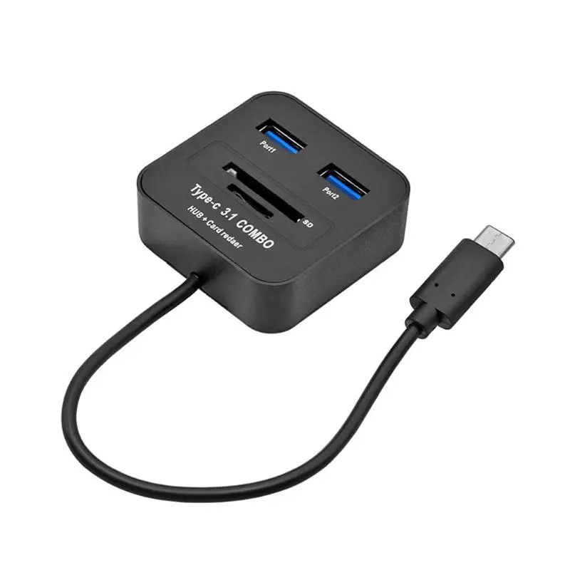 USB3.1 tipo C a 2 puerto USB2.0 Hub TF lector de tarjetas SD Adaptador convertidor Puerto USB informatica Accesorios para huawei p20 pro