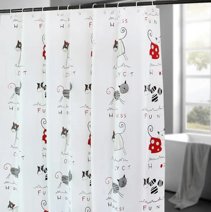 

Thick waterproof and mildewproof cartoon shower curtain Dirty and easy to clean Bathroom partition curtain Free punching A15