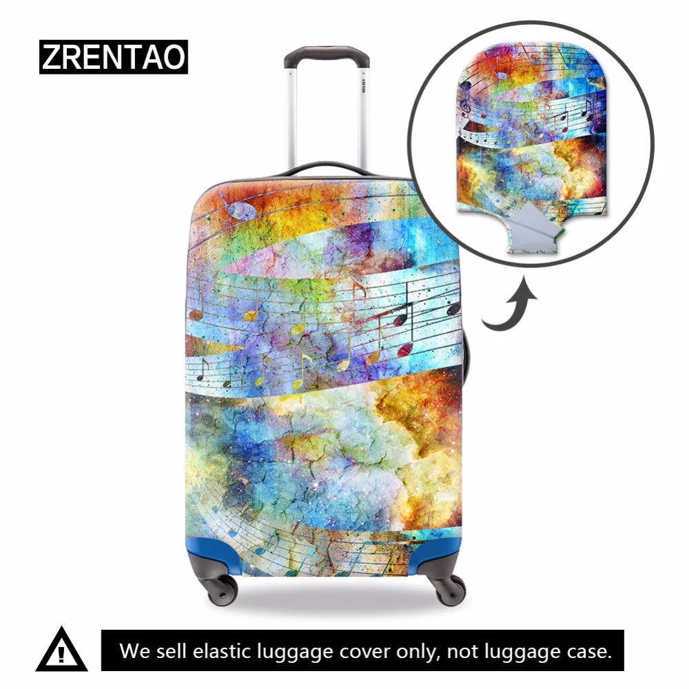 

ZRENTAO personalized travel luggge cover 3D musical note print cover apply to 18-30 inch suitcase waterproof elastic covers