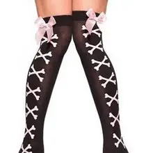 Женские сексуальные чулки с бантиком, чулки до бедра, нейлоновые чулки выше колена, сексуальные чулки для женщин, черные, розовые