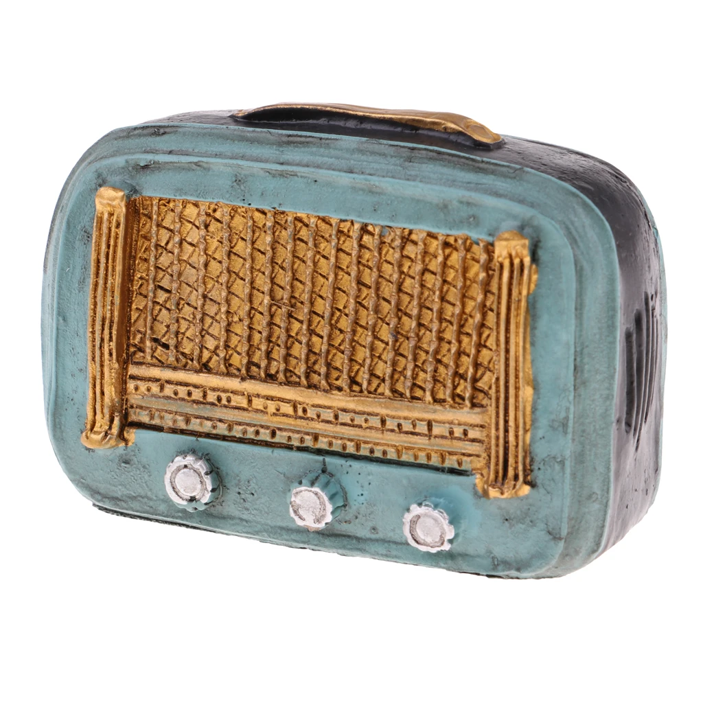 

1/12 Scale Dollhouse Miniature Handcrafted Old Style Desk Radio Model Vintage Style Radio Wireless Model Room Accessory