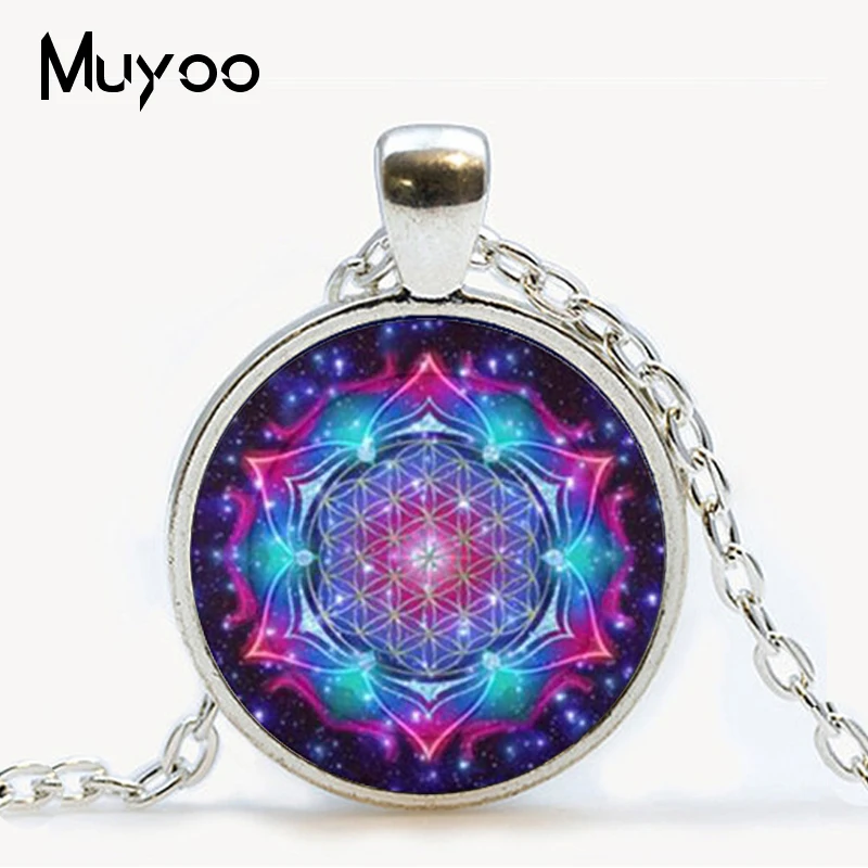 Новый Модный кулон цветок жизни ожерелье круглый стеклянный s Lampwork из муранского