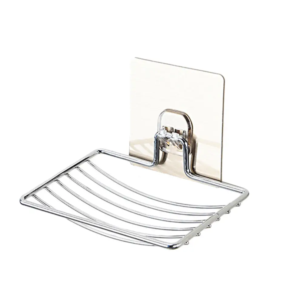 

Stainless Steel Soap Dish Holder Self Adhesive Storage Soap Rack Plate Sliver Shower Tray for Kitchen Bathroom Accessories