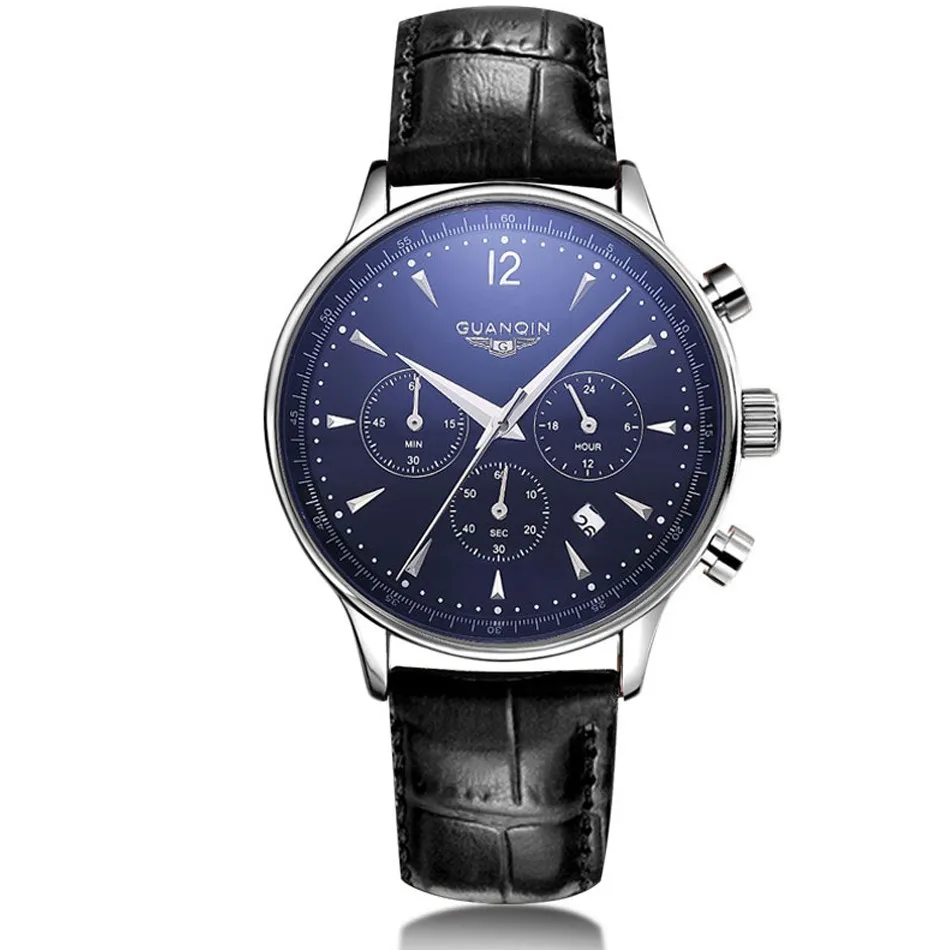 

GUANQIN Men Watches Top Brand Luxury Men's Fashion Casual Date Multifuntion Waterproof Genuine Leather Men Quartz Wrist Watches
