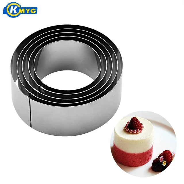 KMYC 5 PCS Mousse Cake Ring Set Stainless Steel Mousse Baking Mold Cake
