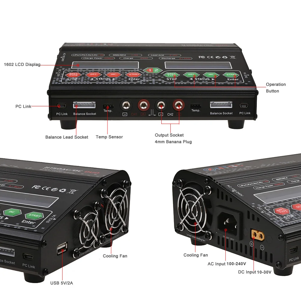 HTRC H150 DUO AC/DC 300 Вт 12Ax2 двойной выход высокая мощность RC балансирующее зарядное
