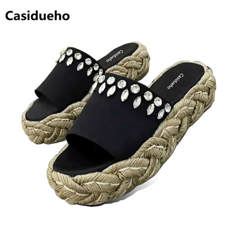 

Casidueho Crystal Sandalias Mujer 2018 Party Flip Flops Platform Shoes Woman Elegant Rhinestone Gladiator Sandals Women Slippers