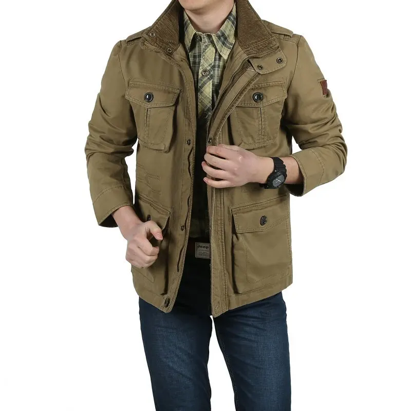 Осень-зима мужские куртки милитари пальто хлопковая ветровка Mid Длина свободные мужской джинсовый жакет брендовая одежда M-8XL