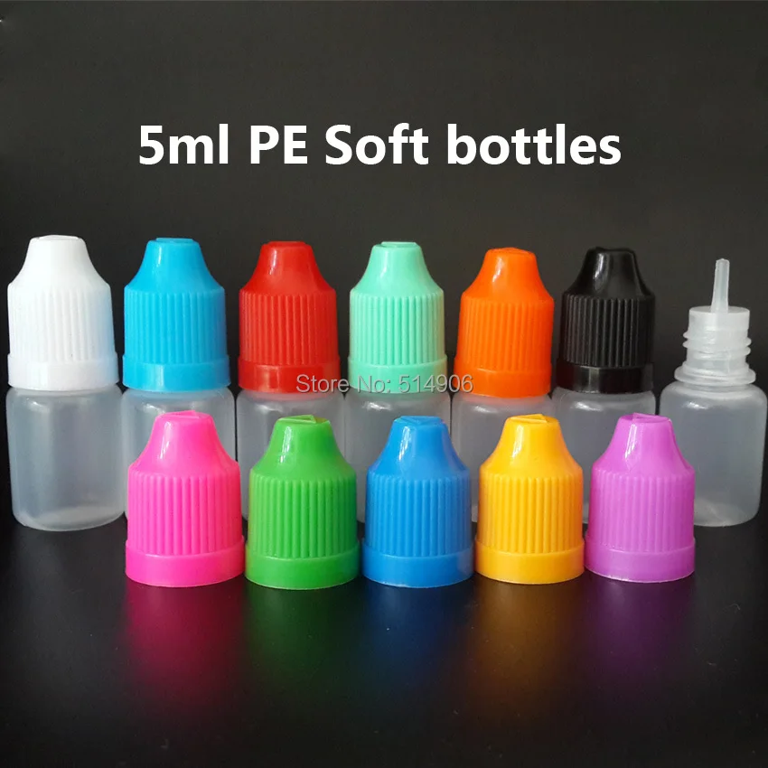 Needle Bottle 5ml PE Soft Plastic Dropper Bottles with Childproof Caps