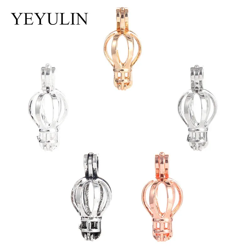 

5pcs Multicolor Light Bulb Pearl Cage Pendant Jewelry Making DIY Necklace Pendant Aroma Essential Oil Diffuser For Oyster Pearl