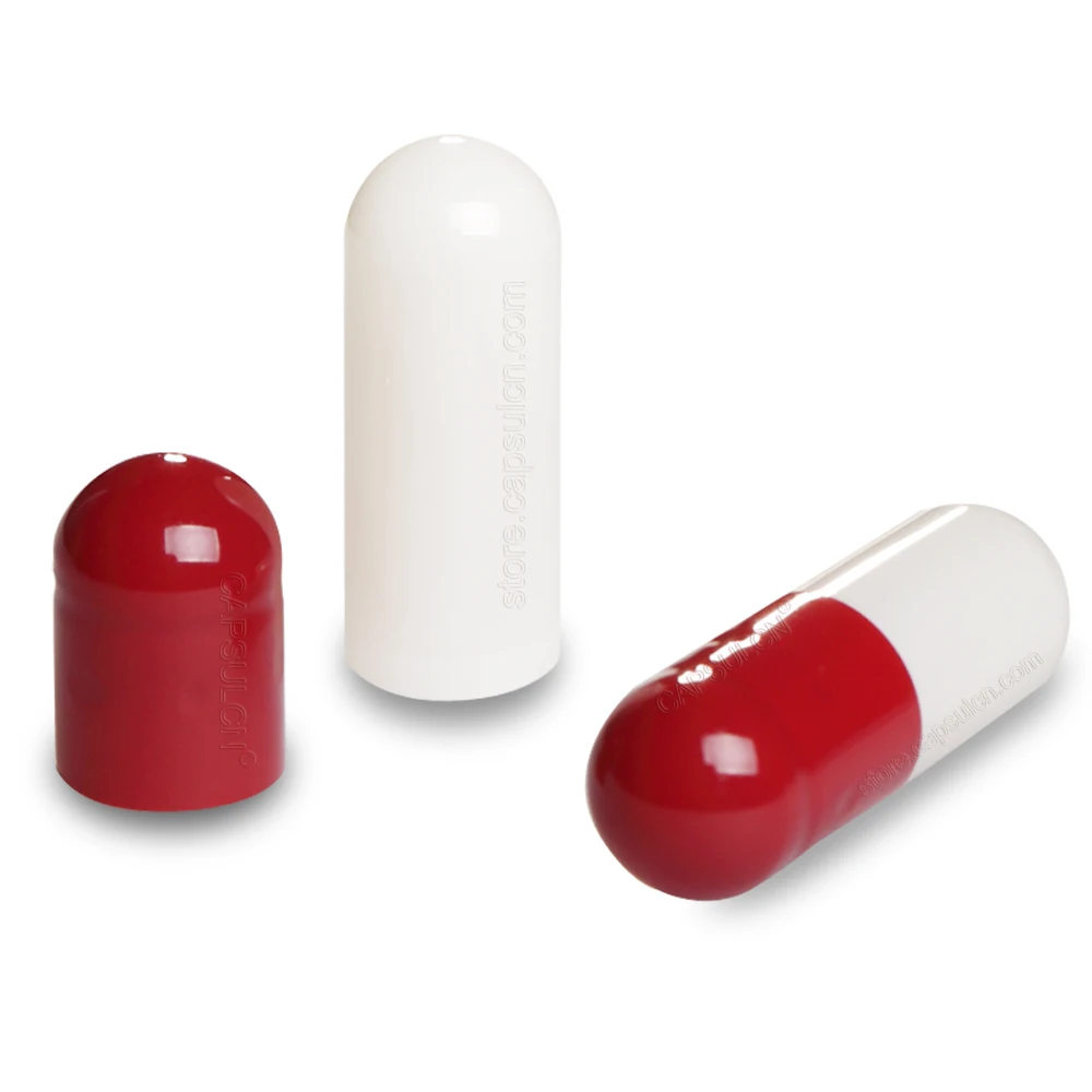 

5000 pcs/ Carton Size #2 Red & white Empty Gelatin Capsule Separated Capsules for Capsule Filling Machine