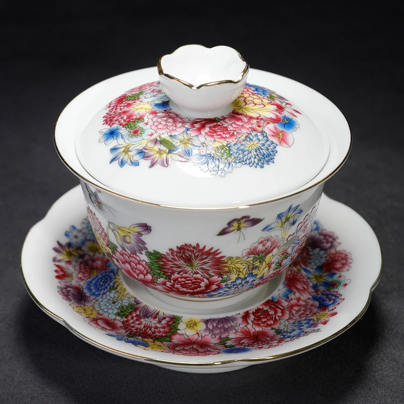 150 мл Цзиндэчжэнь эмаль Gaiwan керамическая фарфоровая посуда для напитков офисный чайный набор кунг-фу Мастер чайная чаша с блюдцем крышкой творческие подарки