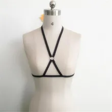 Пикантные женские черные туфли в готическом стиле, эластичный Кейдж Бюстгальтер укороченный Топ Эротическое белье бюстгальтер, Бюстье с ремешками повязки Аксессуары для нижнего белья 30