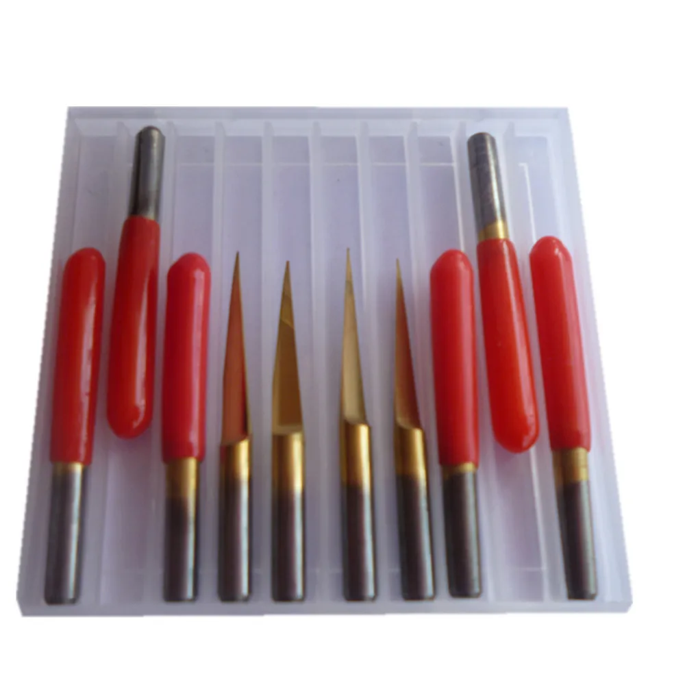 10pcs Titanium Coated Carbide Pcb Engraving Cnc Bit Router Tool 10