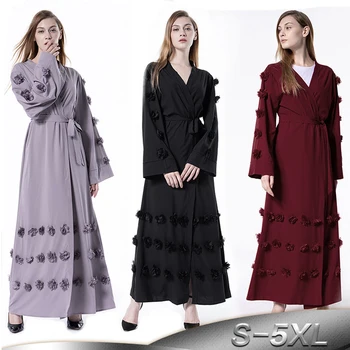 

Turkish Islamic Clothing 2019 UAE Kaftan Abaya Dubai Long Floral Cardigan Muslim Hijab Dress Women Jilbab Robe Musulmane Longue