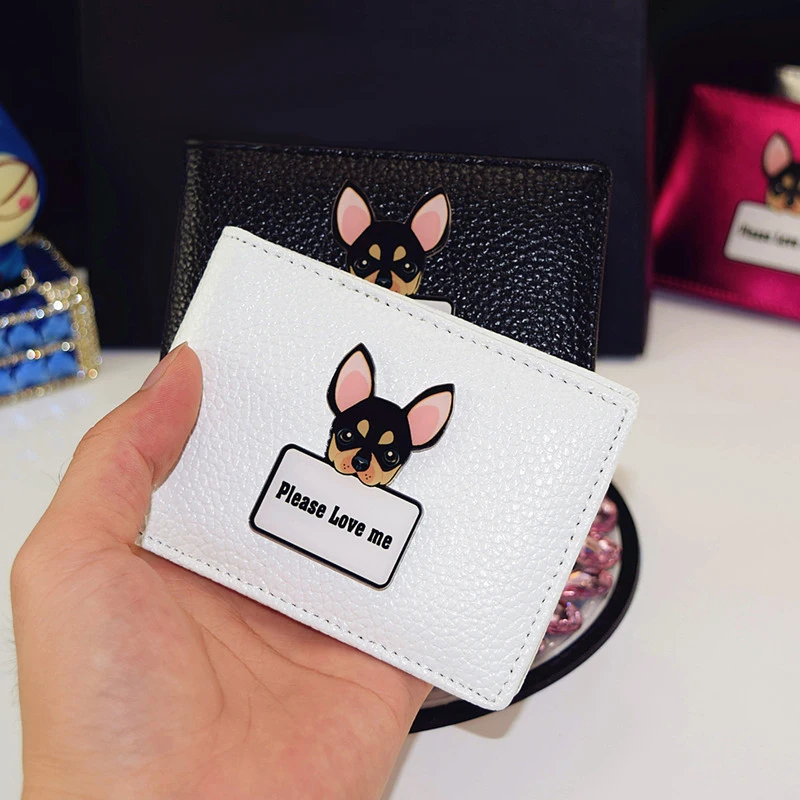 2016 Solid ID&Card Holders For Female High Quality PU Leather Women's Passport Holder Cute Dog Printing Girl's Card Holders
