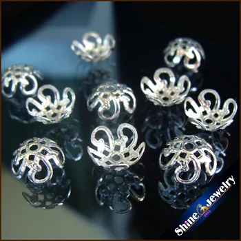 

New 400/800 PCS / lot 8mm Bead Caps Silver plated Cones Hollow Flower Filigree Metal Charms Findings for DIY Jewelry Making