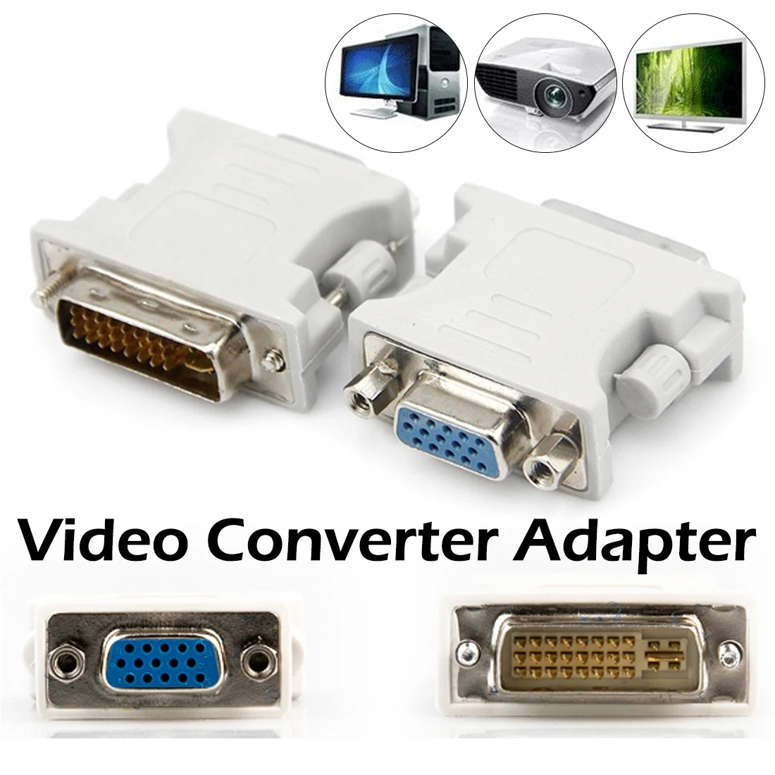 

Centechia Hot Sale DVI-I 24+5 Pin DVI to VGA 1080P Male to Female Video Converter Adapter for PC laptop