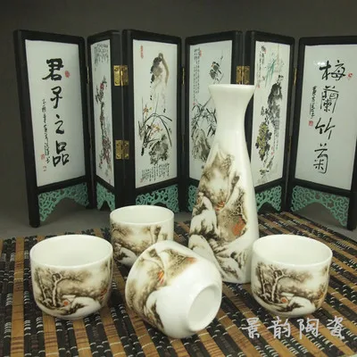 Набор керамических синих и белых чернил в японском стиле sake wine glass hip flask small handless