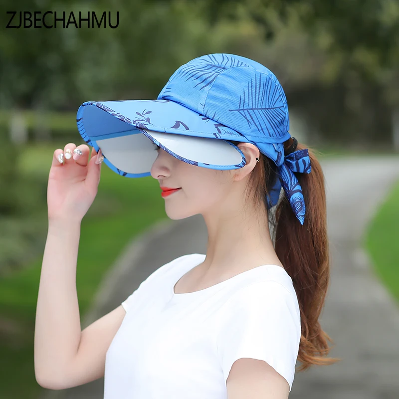 

Casual 2019 New Retractable Visor Female Summer Sun Empty Top Hat Solid Unisex Sombrero Cap UV Sun Hat Woman Beach Hat Headwear