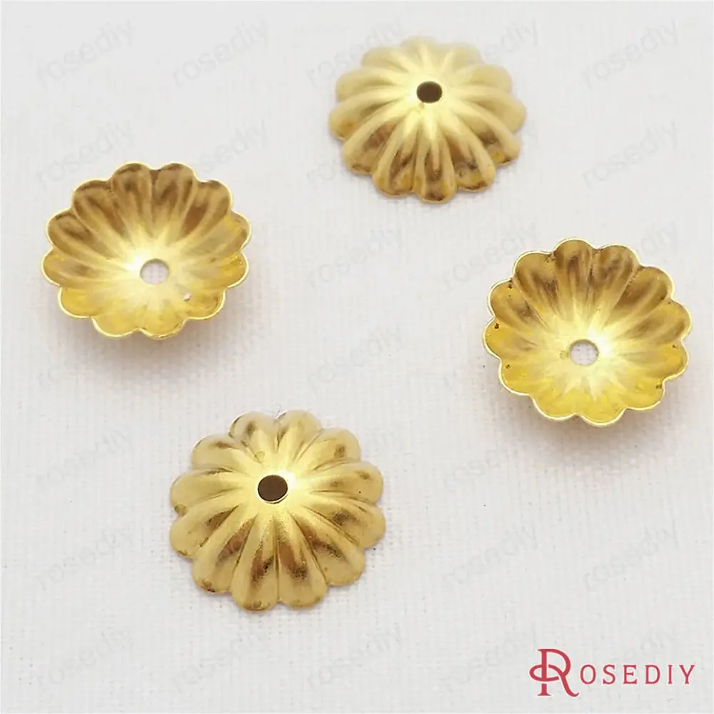 

Wholesale 10mm No Plated Natural Color Round Flower Brass Beads Caps Diy Jewelry Findings Accessories 100 pieces(JM7126)