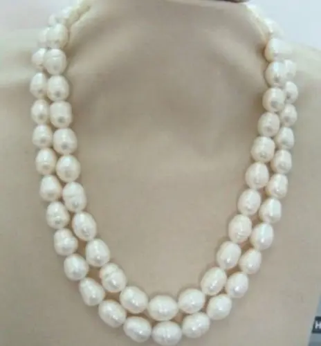 

JD65 DE76 >>> >>>2015 new 10-13mm tahitian WHITE baroque pearl necklace 32" 14k clasp