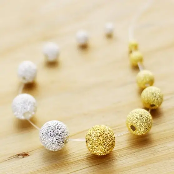 

4mm 6mm 8mm 10mm Silver Gold Color Mixed Acrylic Stardust Round Ball Loose Matte Beads DIY Neckalce Jewelry Accessories ST08