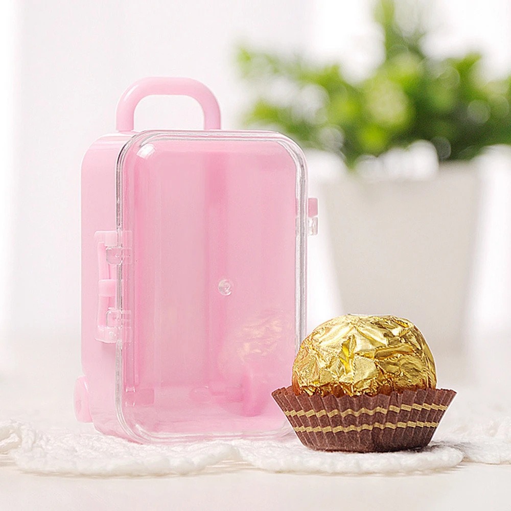 

New Plastic Mini Travel Suitcase Shape Candy Box Favor Tin Box Sundries Organizer Container Wedding Party Decoration