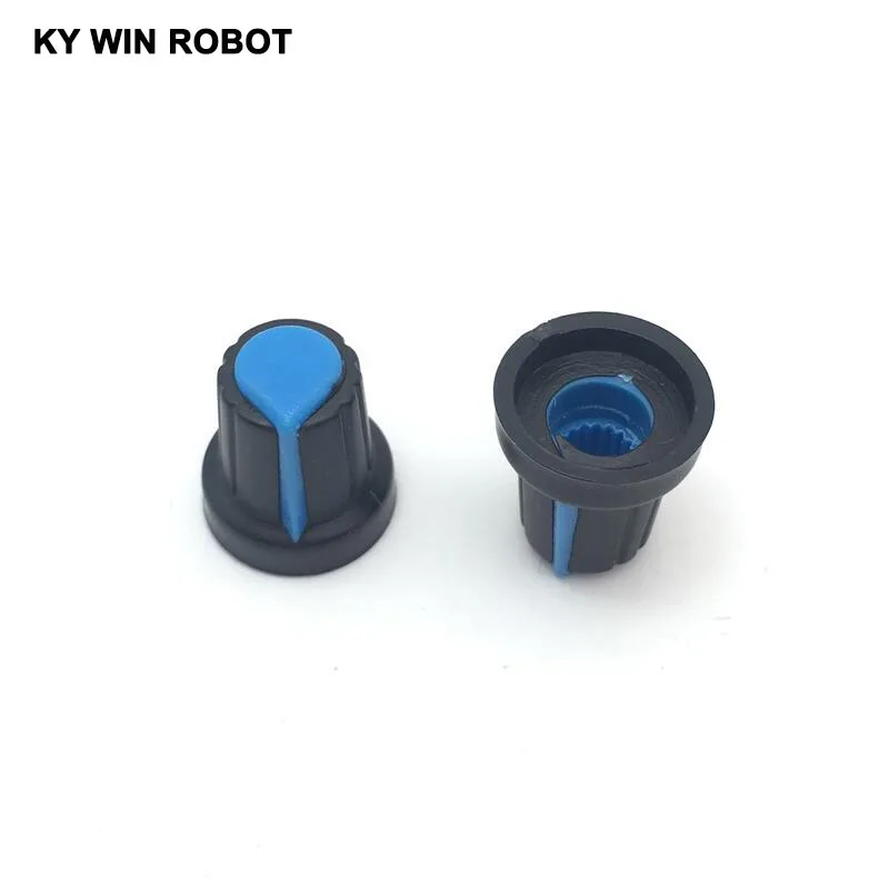 

10 Pcs 6mm Shaft Hole Dia Plastic Threaded Knurled WH148 Potentiometer Knobs Caps 15MM * 17MM blue