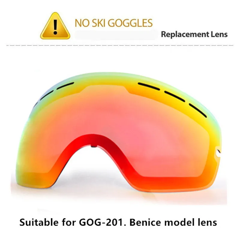 Original Lens Ski Goggles Lens Anti fog UV400 Big Spherical Ski Glasses