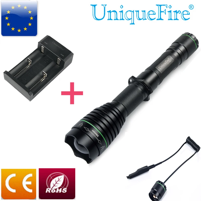 

UniqueFire T38 Len1508 XM-L 1200LM Super Bright Light Led Powerful Flashlight Torch+Charger+Remote Pressure For Control