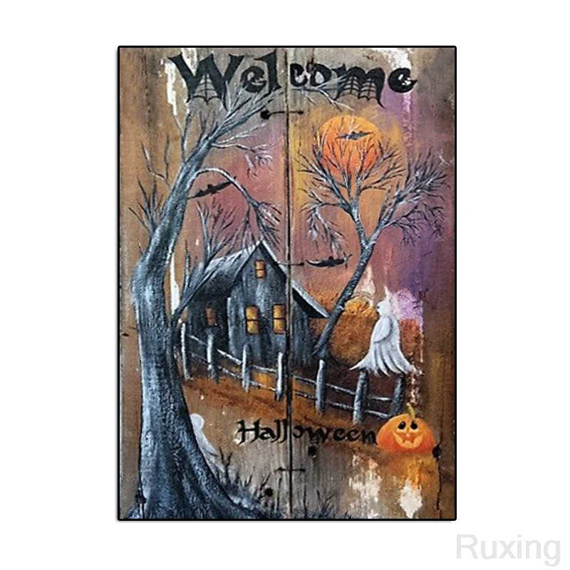 

Round diamond embroidered Rhinestone moasic Halloween Horror Cottage diamond painting cross stitch kits handmade products