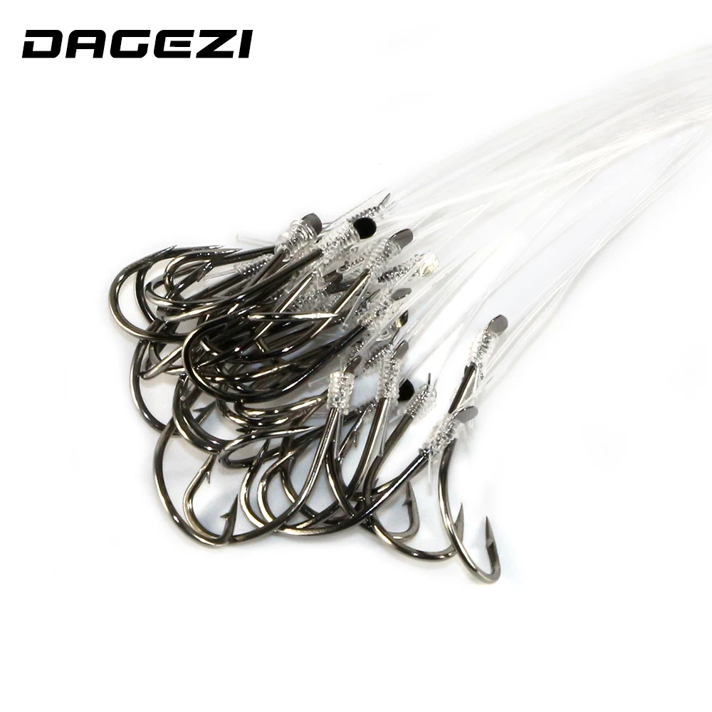 Dagezi 25 قطع الصيد هوك مع خط الصيد عالية الكربون الصلب 8-16 # الشائكة خطاف pesca معالجة الملحقات