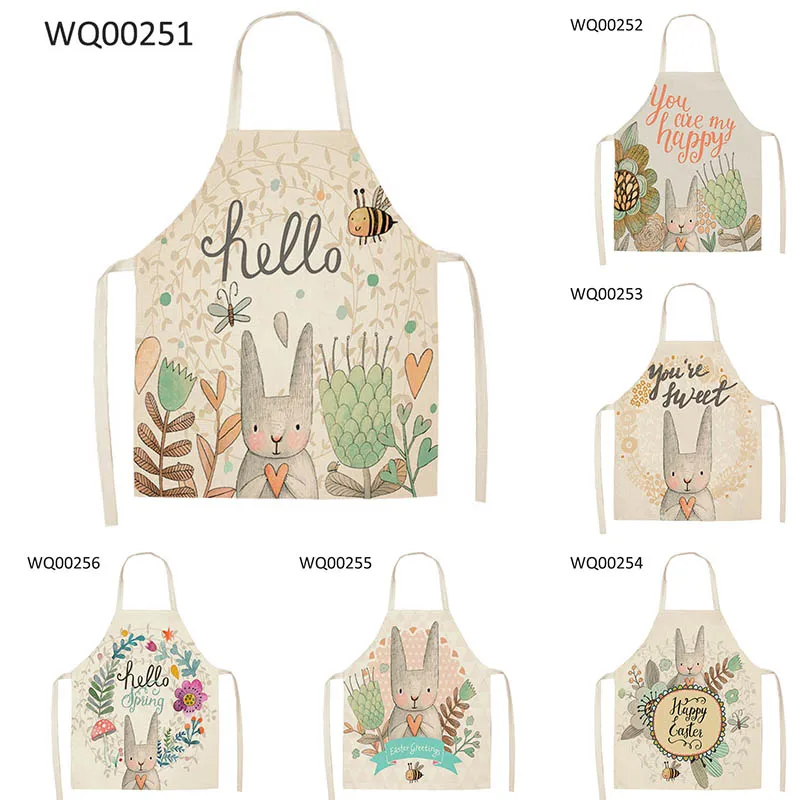 

1pcs sleeveless cooking apron Cartoon Cotton linen Waterproof Easy to wear or fall off Kitchen accessories