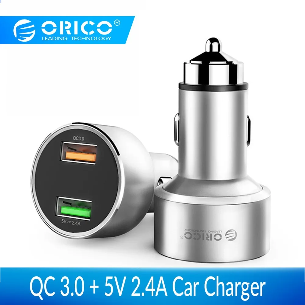 ORICO QC3.0 Smart Dual USB Car Charger for iPhone USB Quick Charge 3.0 Car Charging For Huawei Samsung S9 Xiaomi Mi8 Car-Charger