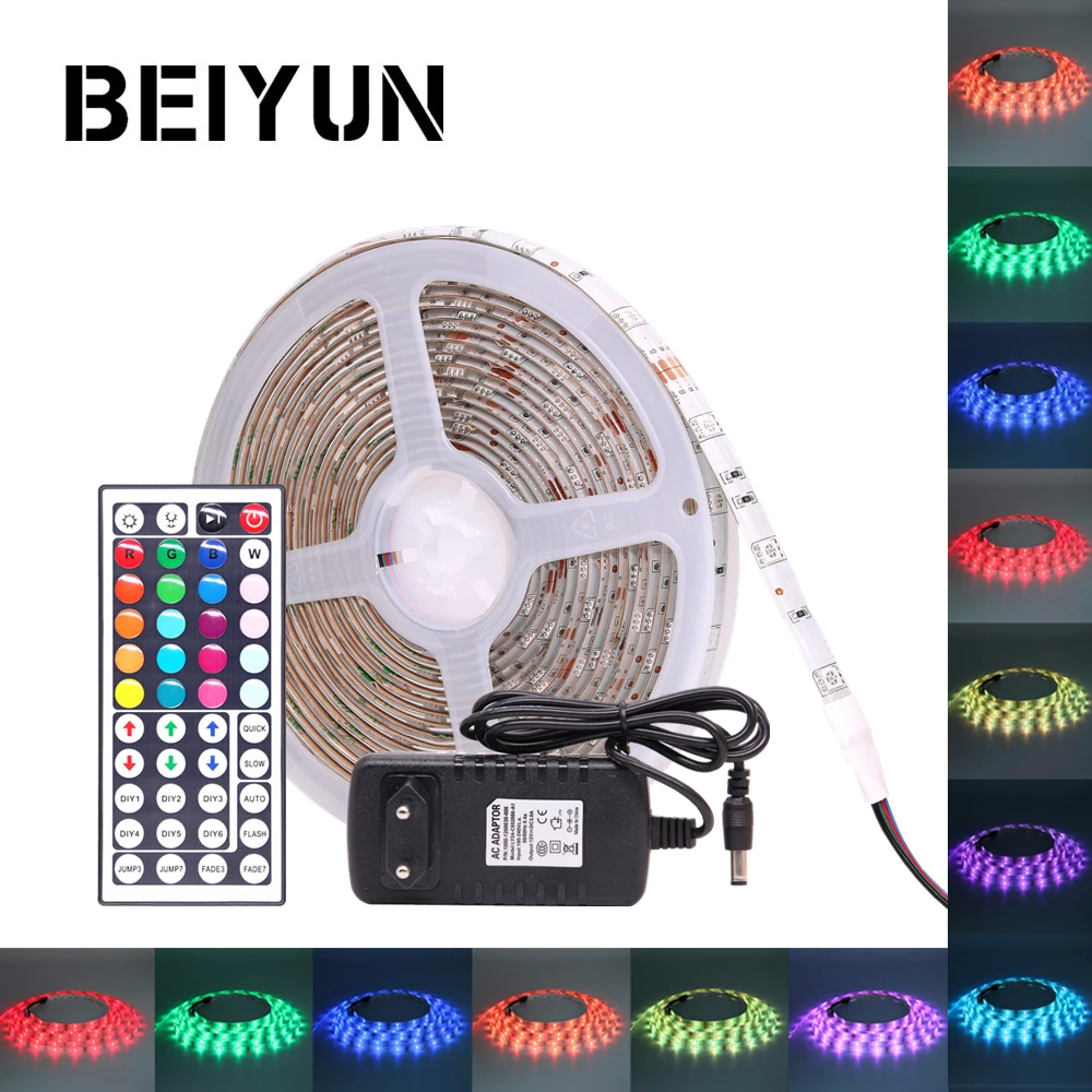 

RGB LED Strip 5050 Waterproof DC 12V 30LEDs/m 10m 5m 1m RGB LED Flexible Light Strip with Power and 44Key IR RF Controller