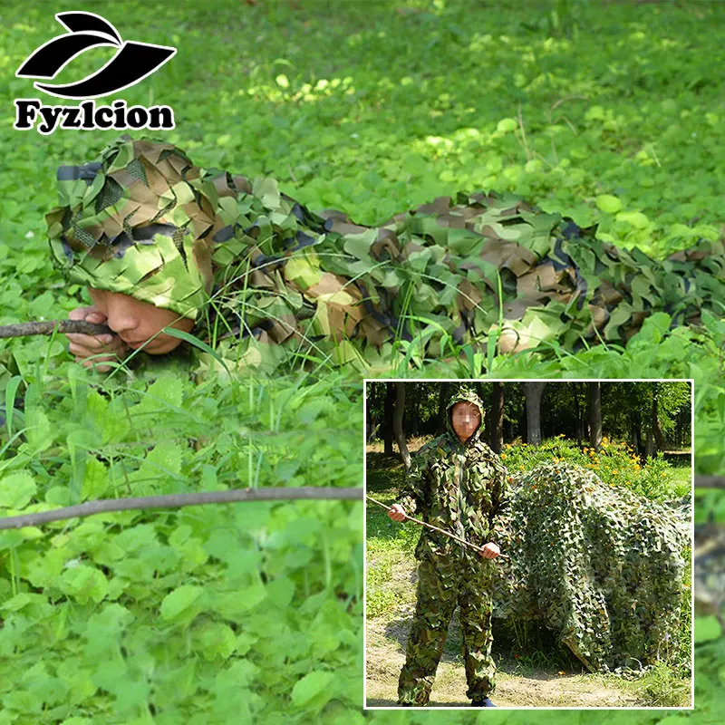 Камуфляж джунгли Снайпер Ghillie костюм высокое качество охота 3D лист камуфляж одежда скрининг и дерево стенд