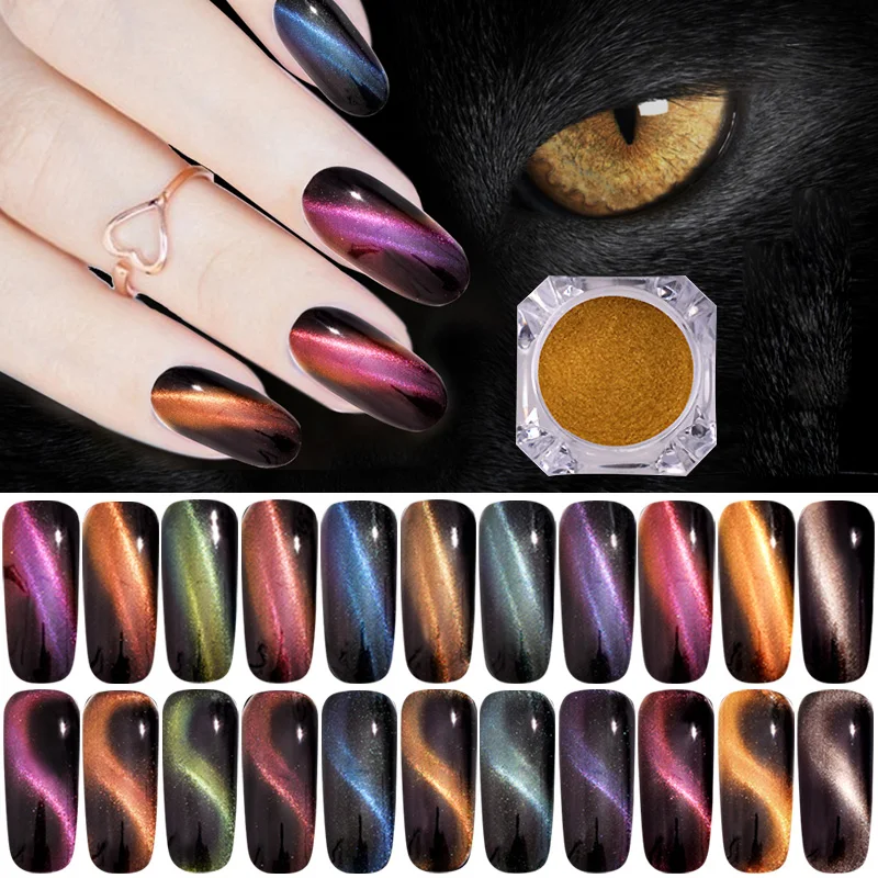

0.5g 3d Cat Eye Effect Nail Art Glitters Magnetic Chameleon Magic Mirror Powder Manicure Gradient Dust New Arrival Magnet Rod