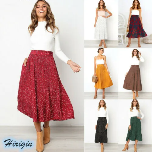 Summer Skirts 2019 New Women Summer Casual Elastic High Waist Floral Dot Loose A-lined Skirts Size S-XL Summer Skirts 2019 New Women Summer Casual Elastic High Waist Floral Dot Loose A-lined Skirts Size S-XL
