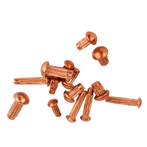 

50Pcs M2 Copper Rivet Pan Head Knurled Solid Rivets Brass Round Cap Nail 4-8mm Length 2mm Diameter