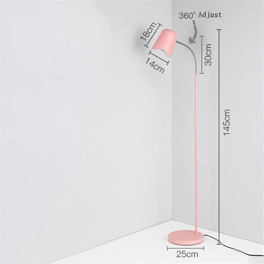 Нордическая Классическая светодиодная Напольная Лампа для гостиной, спальни, кабинета, настольного пола, железная напольная лампа - Цвет абажура: Pink
