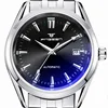 Montre-bracelet étanche en cuir et acier pour hommes, marque de luxe, calendrier lumineux, automatique, mécanique ► Photo 3/6