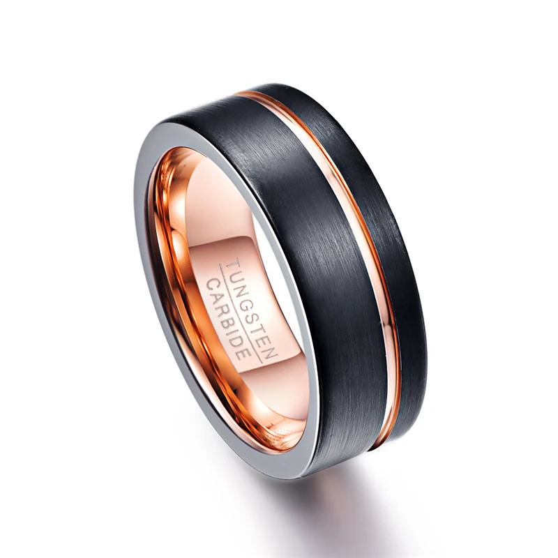 8 мм мужское кольцо вольфрам карбид розовое золото цвет обручальные кольца бойфренд Anillos para hombres Pierscienie - Цвет основного камня: Tungsten Steel
