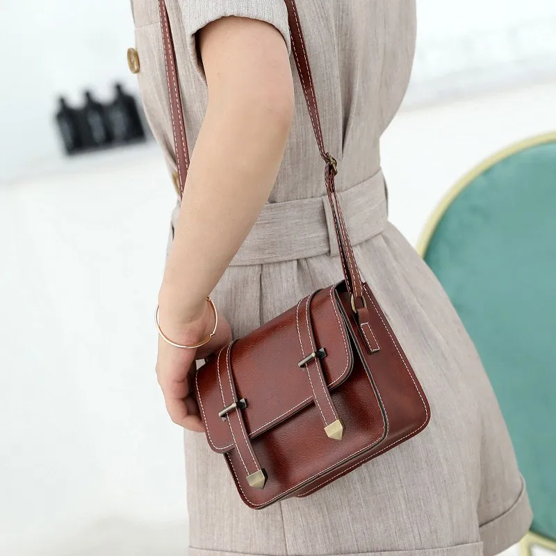 

2019 New Women's Bag Fashion Retro Shoulder Bag Versatile Leather Small Square Handbag Crossbody Bags for Women Messenger Bag