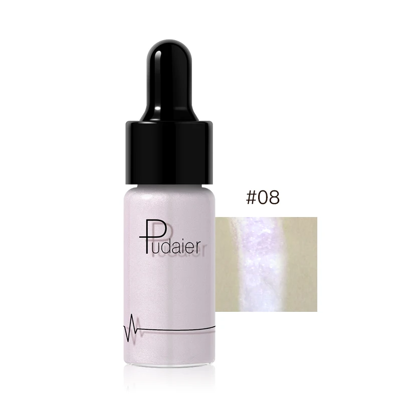 PUDAIER Liquid Highlighter 12 colors Make Up Cream Concealer Shimmer Shine Lips Face Bronzer Highliter Illuminate Glow Kit 12ml - Цвет: 08