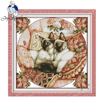 

JOY SUNDAY,Needlework,Embroidery,DIY Animal Painting,Cross stitch,kits,11ct Sleepy cat Cross-stitch,Sets For Embroidery 724