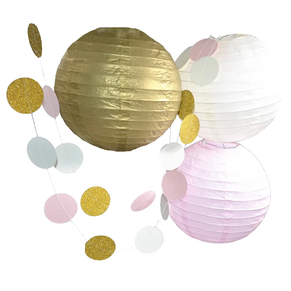 Buy Beige Pink Gold Paper Lantern Wedding Garland